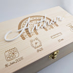Coffret naissance, gravure laser et prénom 3D