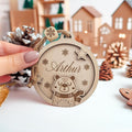 Boule de Noël en Bois Personnalisable – Gravure Prénom