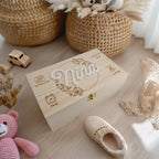 Coffret souvenir bébé en bois et prénom 3D, pour naissance ou baptême